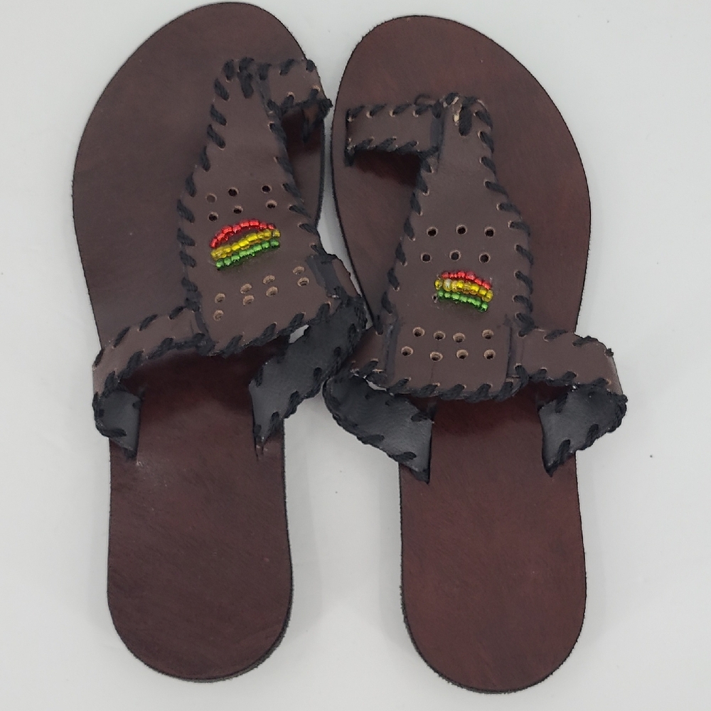 Brown Beaded Sandals